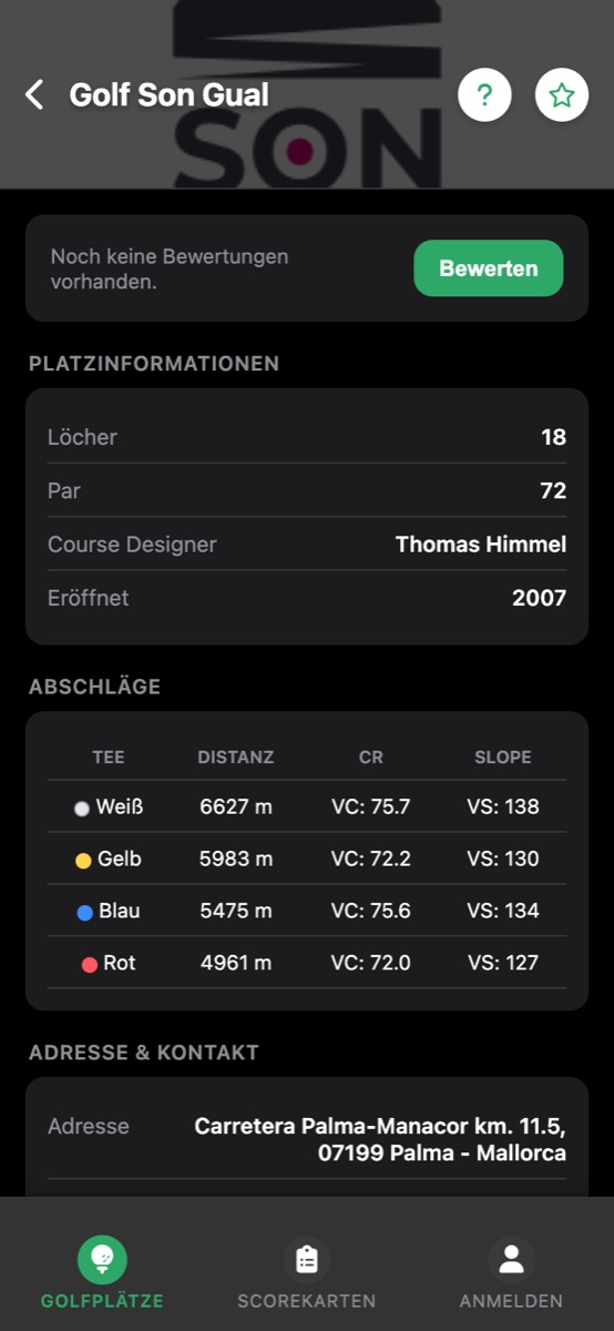Platzdetail Golf Son Gual mit Abschlägen