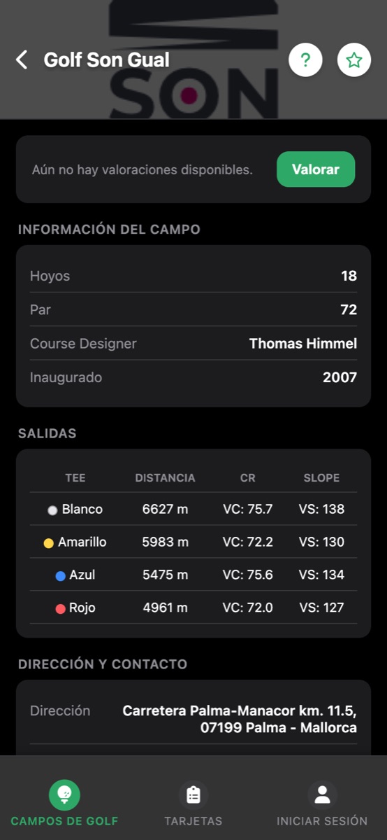Detalle del campo Golf Son Gual con salidas