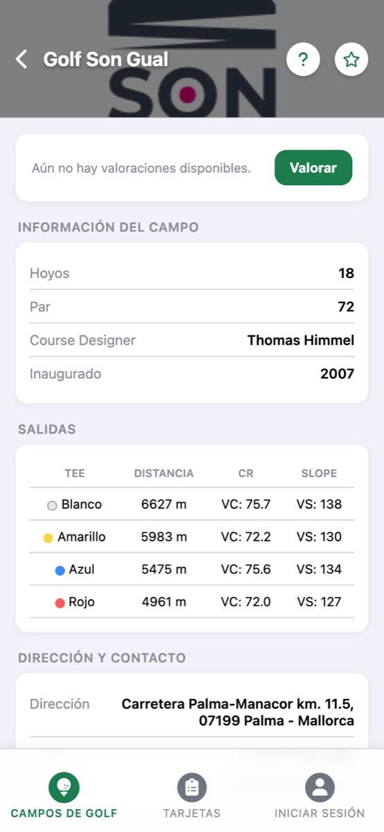 Detalle del campo Golf Son Gual con salidas