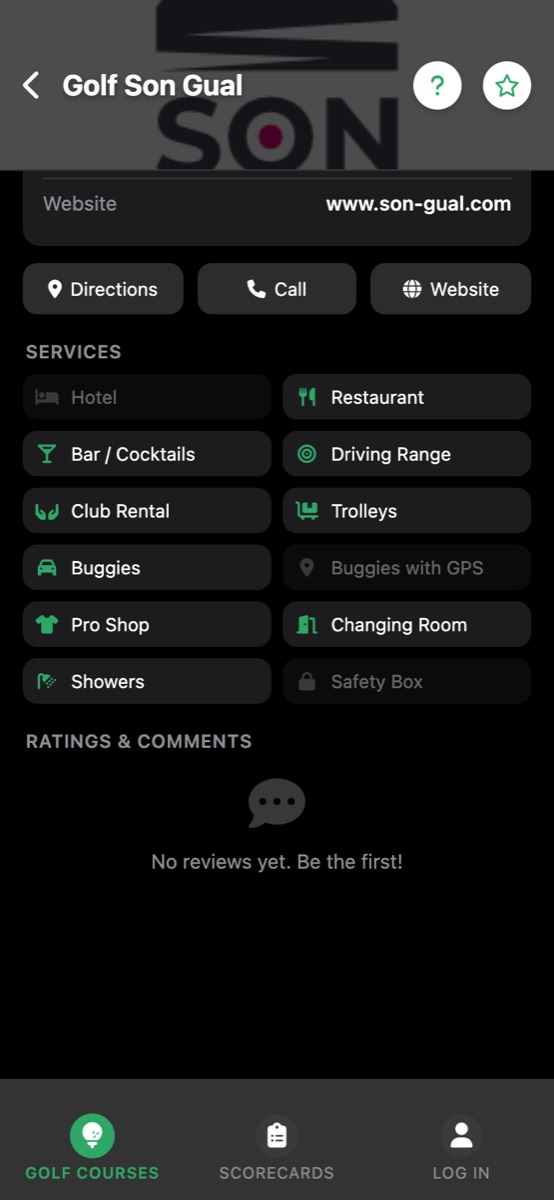 Course detail Golf Son Gual with services in the app