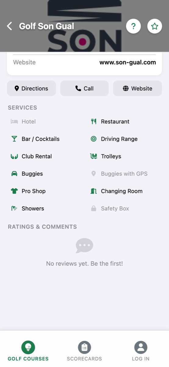 Course detail Golf Son Gual with services in the app